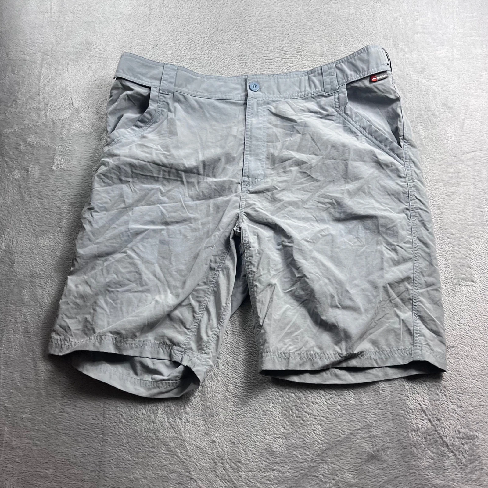 Simms Fishing Products Mens XXL Gray Quick Dry Technical Fishing Shorts