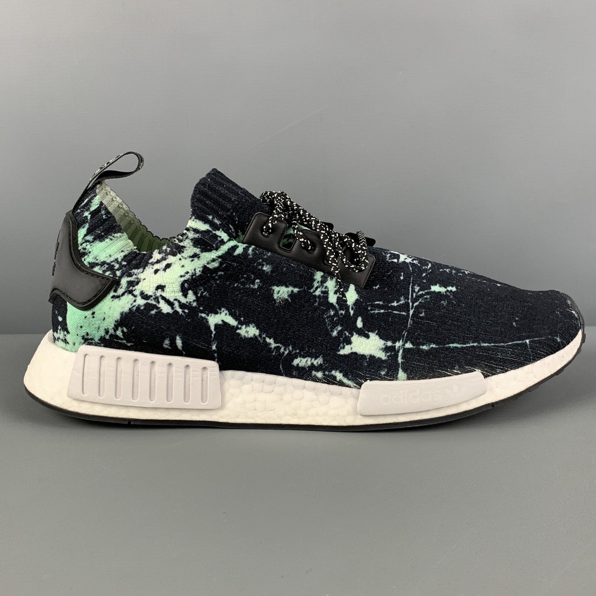 ADIDAS NMD R1 PK Size Black Green Splattered Nylon Lace Up