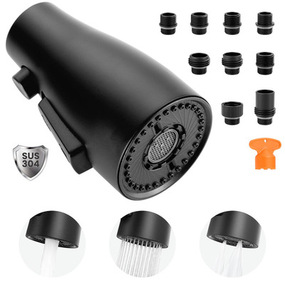 Arcora Metal Kitchen Faucet Head Replacement 3-Function Pull Down Spray Nozzle