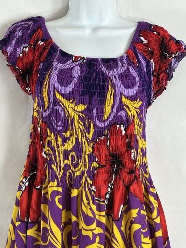 Aloha Fashion One Size Tropical Floral Bandeau Smocked Maxi Dress Sleeveless - Picture 2 of 17