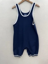 Matman Wrestling Singlet Adult XL Blue White Trim Athletic One Piece