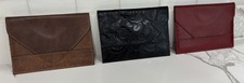 3 Raika Leather Photo/Doc 5x7  Envelopes In Brown, Red, Black