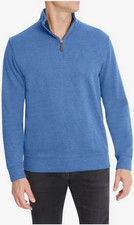 NWT Lands' End Men's Rib Quarter Zip Pullover in Mariner Blue Size XL