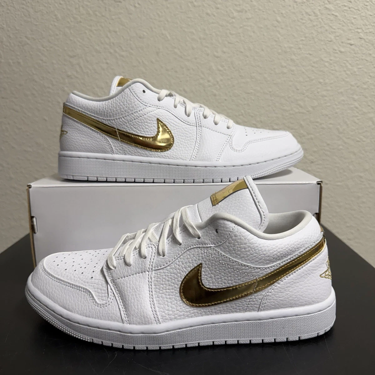 Jordan 1 Retro Low White Metallic Gold W for sale | eBay