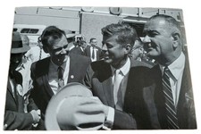 John F Kennedy Lyndon B Johnson Barefoot Sanders Dallas Love Field 1960 Postcard