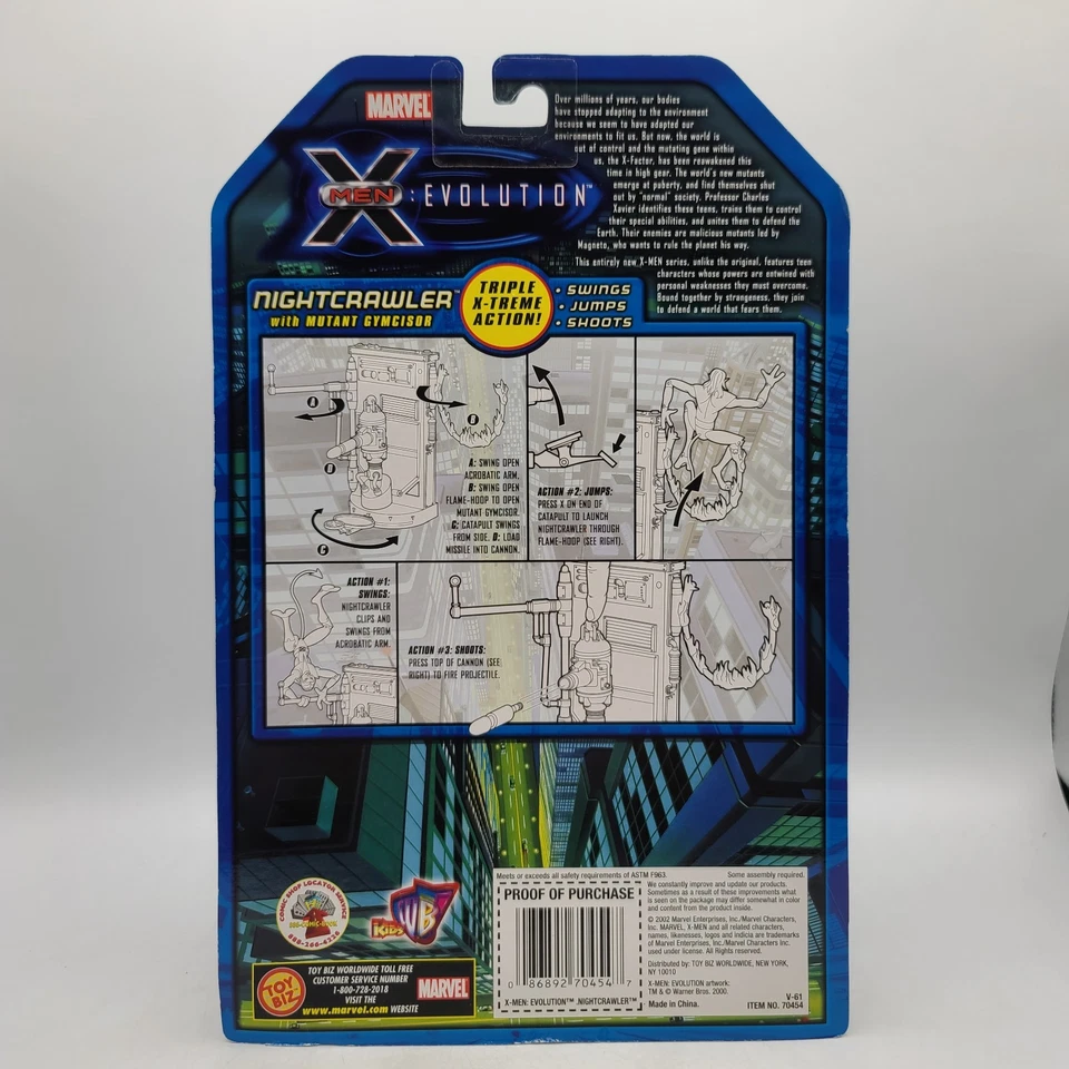 Figura Gimnasio Mutante X-Men Evolution Nightcrawler 2002 Toy Biz Serie 1 Nueva en Caja Foto 2 de 2