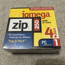 Iomega 250MB Zip Disks 4 Pack PC Formatted SEALED PACK OF 4 NEW