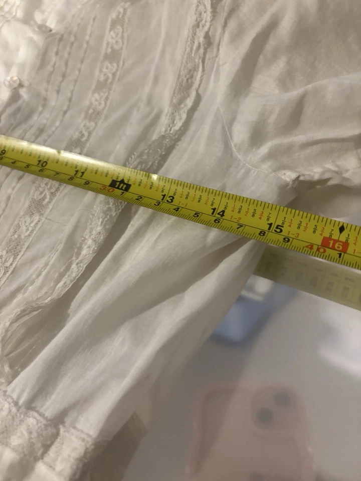 Antiguo Vestido Eduardiano Tea Lawn Vintage S Blanco Algodón Encaje Vestido Maxi Victoriano Foto 4 de 4