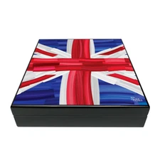 Humidor Supreme 20-ct Small Cigar Humidor Wood Box, United Kingdom flag Design