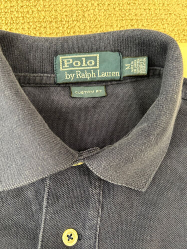 POLO RALPH LAUREN MENS NAVY BLUE POLO SHIRT - Sz M Custom Slim Summer 3 Emblem - Bild 5 von 8
