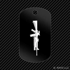 M16 with M203 Keychain GI dog tag engraved many colors M4 SpecOps M-16 M-4
