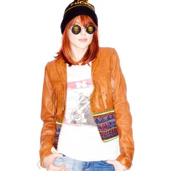Chaqueta con flecos Morrison de cuero marrón One Teaspoon XS Foto 4 de 4