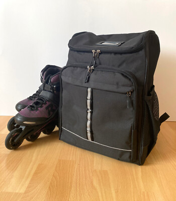 Rucksack für Inline-Skates und Schlittschuhe; Schwarz