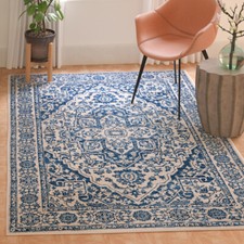 SAFAVIEH Traditional Distressed Medallion Area Rug Blue Light Grey Brentwood