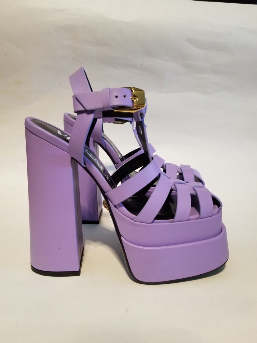 VERSACE La Medusa Sky High Platform Fisherman Sandal Lilac