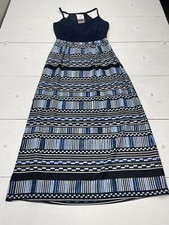 J Crew Navy Blue Printed Maxi Dress Women’s Size 4 C3861