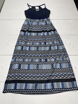 J Crew Navy Blue Printed Maxi Dress Women's Size 4 C3861 | eBay
