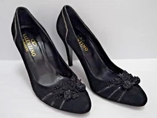 VALENTINO Garavani black suede embellished heels pumps Italian size 38 WORN ONCE