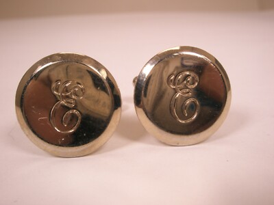 E Engraved Monogram Initial Letter Vintage Cuff Links edward earl enoch eli earl