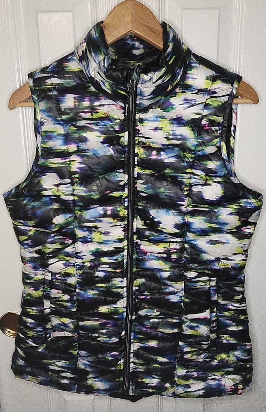 Women's Tangerine Brand Multicolor Full Zip Puffer Vest Size M RN