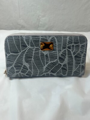 Bevini Wallet Light Blue Suede FabricLeather Made In ITALY
