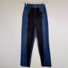 Vintage Rocky Mountain Jeans Womens 26 Color Block Two Tone Denim 90s Rockies