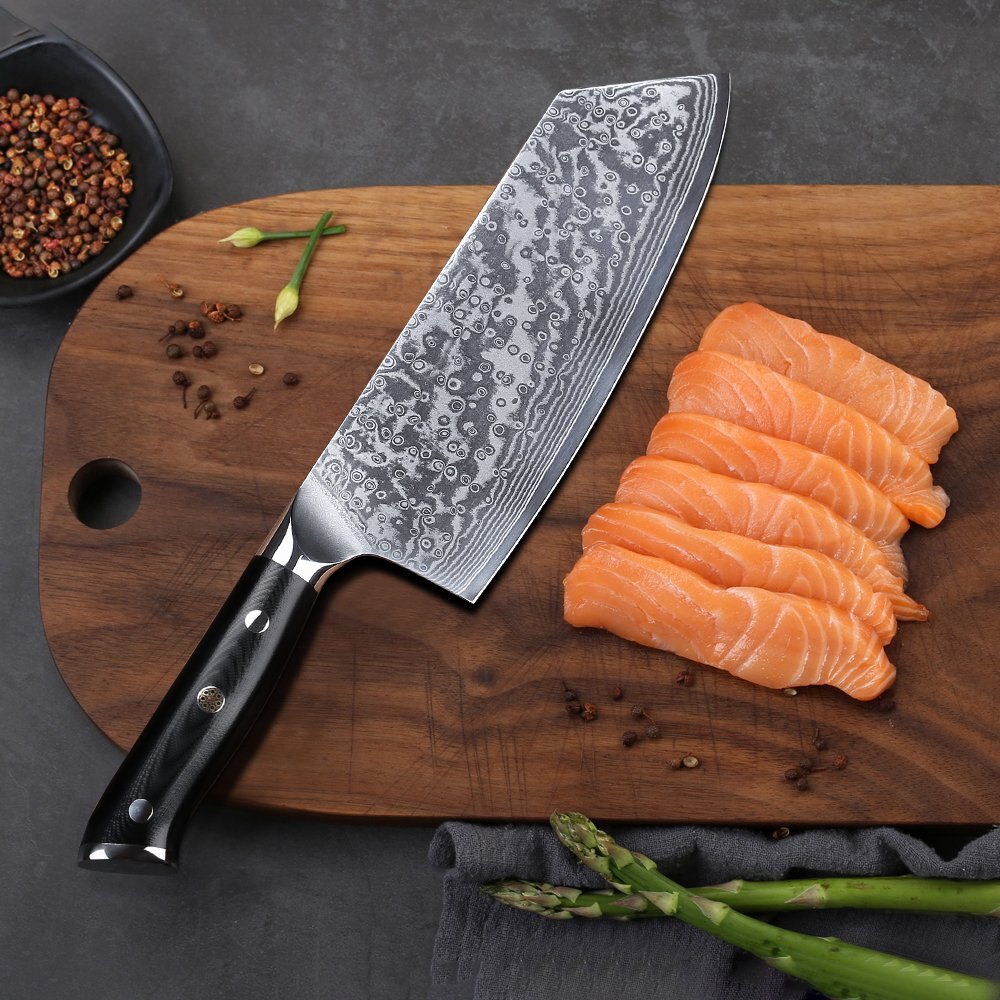 TURWHO 7.5in Cleaver Knife 67-Layer Japanese VG10 Damascus Steel Kitchen Knife