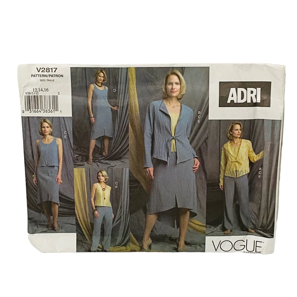 Designer Vogue Sewing Patterns Lot Cardigan Tank Top Tunic Jacket Dress 12-16 - Image 3 of 4