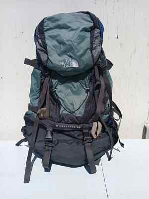 North Face Hiking Backpack Crestone 60 Gray Green Internal Frame