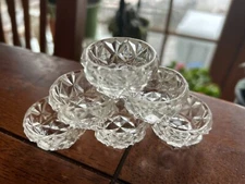 Antique Set of 6 Salt Cellars Dips Open Salt Dip Diamond Star Pattern 1.5"
