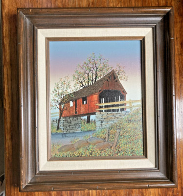 アメリカンヴィンテージ絵画　H.HARGROVE キャンパス地　セリグラフ アメリカンヴィンテージ絵画 H.HARGROVE キャンパス地 セリグラフ