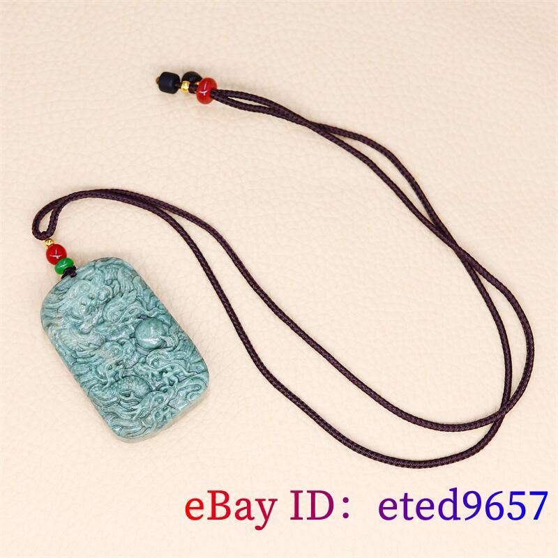 Burmese Jade Dragon Pendant Green Natural Jewelry Carve Jadeite