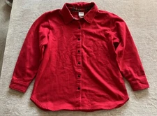 Collections Etc Red Long Sleeve Fleece Lined Full Button Shirt Women's Size XL