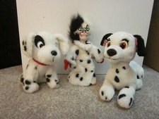 Disney 101 Dalmatians Plush Set - CRUELLA DE VIL, SPOT, JEWEL