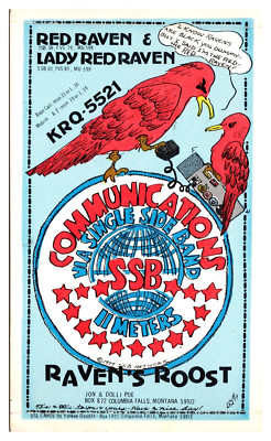 KRQ 5521 QSL Card Columbia Falls Montana MT Raven's Roost Red and Lady Red Raven