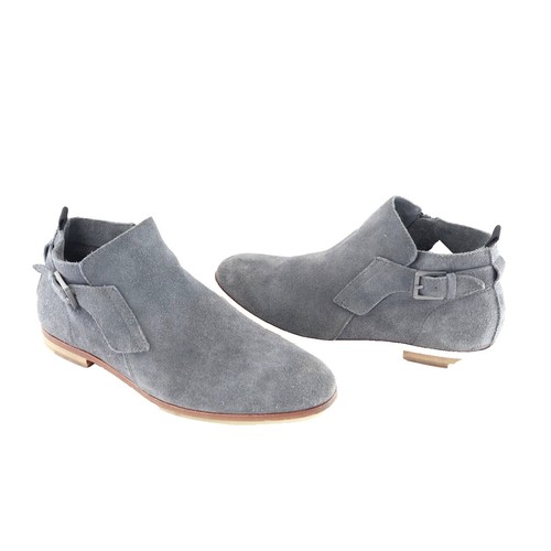 Calvin Klein Faulkner Oily Suede Gray 11M Strap Buckle Boots  display picture 1