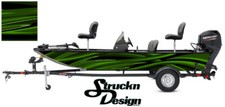 Pontoon Wrap Fishing Abstract Green Graphic Curves Bass Boat Decal Vinyl Fish US