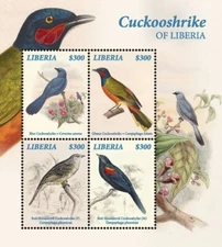 Liberia 2019 - Cukoostrike Birds - Sheet of 4 stamps - Scott #3314 - MNH