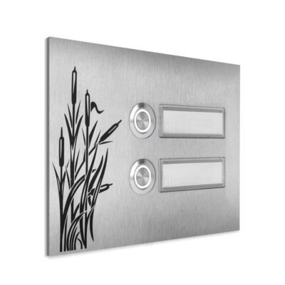 Zweifamilienhaus Türklingel '' Turin''  Motiv Schilf Klingelschild 17x12 cm LED