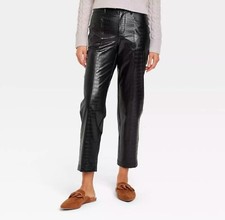 A New Day Women's Plus Relaxed High Rise Ankle Faux-Croc Leather Pants