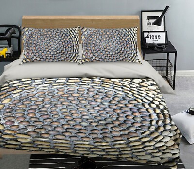 3D Round Stone ZHUA697 Bed Pillowcases Quilt Duvet Cover Set Queen King Amy