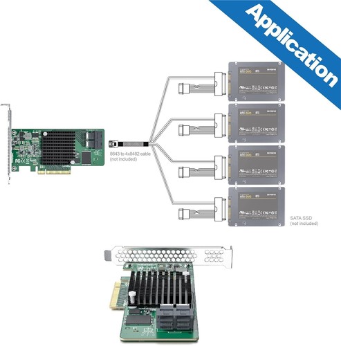 12G PCI-E SAS/SATA HBA RAID Controller Card - Broadcom SAS 3008, Supports RAID - Picture 6 of 10