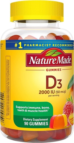 Nature Made Glutenfreies Vitamin D3 2000 IE 50mcg Nahrungsergänzungsmittel, 90 Gummis - Bild 10 von 12
