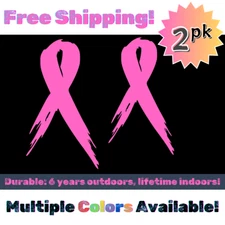 2pcs Breast Cancer Awareness Ribbon Decals - 2"-12" Car, Truck, Laptop, Tablet