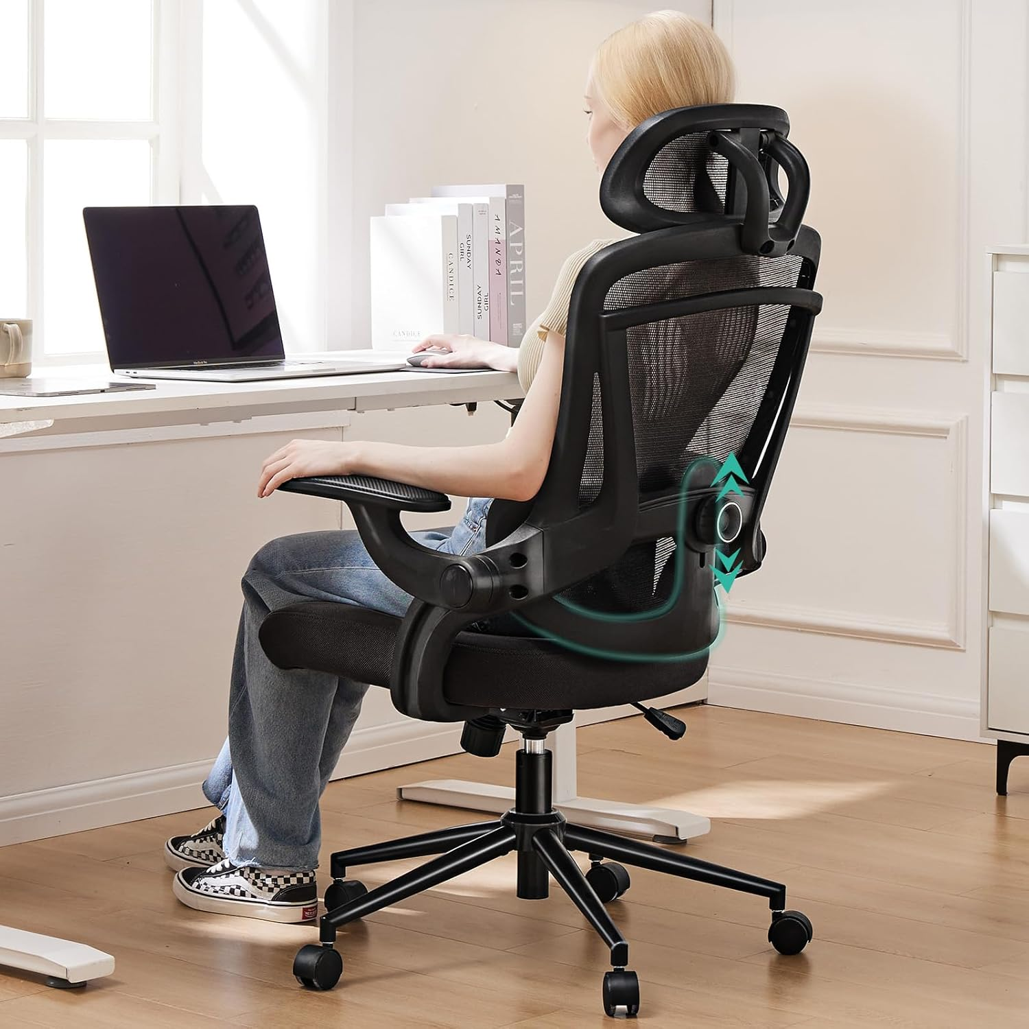 Ergonomic High Back Office Chair with Adjustable Lumbar Support and Height Adjustment-image