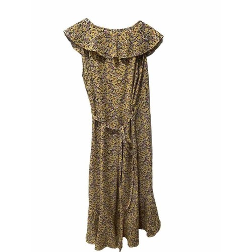 Max Studio Cottage Core floral Ruffle Wrap Midi Dress Sunshine Sz Small - Picture 6 of 6
