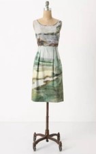Vintage Anthropologie Odille Artist’s Rendering Landscape Scenery Dress 2
