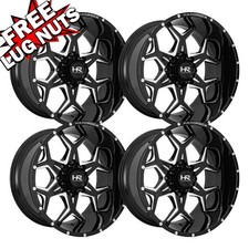 Set-4 Hardrock Offroad Reckless 20x12 5x127 -44mm Black Milled Wheels Rims