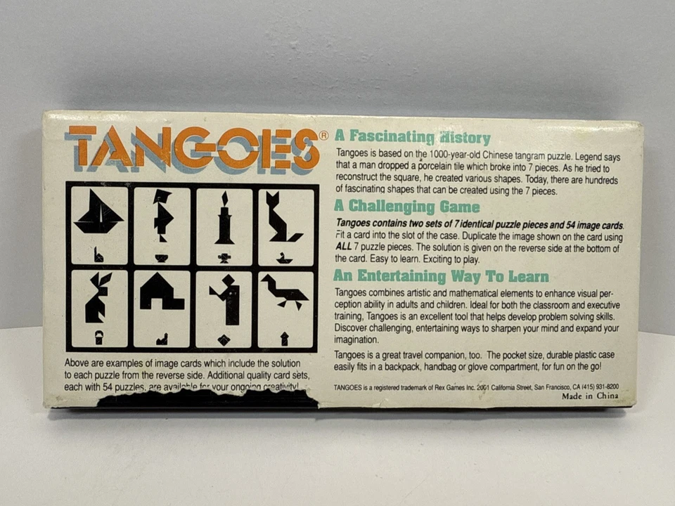 Vtg Tangoes Tangram Puzzle Game Travel Brain Teaser Educational 2 Player Set - Image 2 of 4