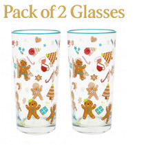 2 X Christmas Glasses Gingerbread Xmas glasses Gingerbread man Glass Xmas Glass
